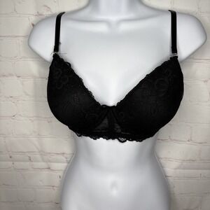 Jessica Simpson Black Lace‎ Bra 36C Underwire Nylon Spandex Sexy Lingerie
